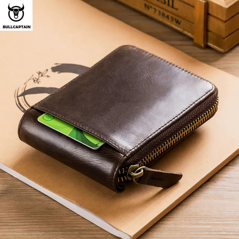 BULLCAPTAIN Brand Men's Wallet Genuine Leather Black