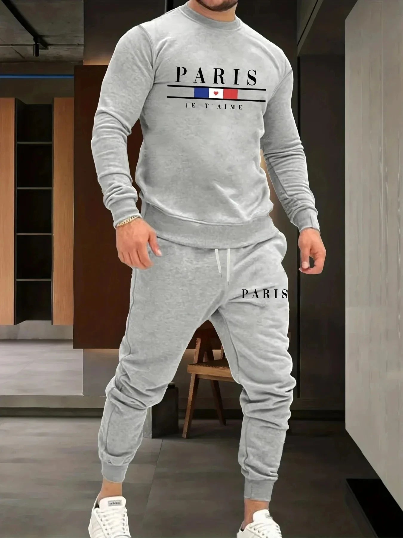 Men's Fashion Brand Clothing Sportswear Paris Gray