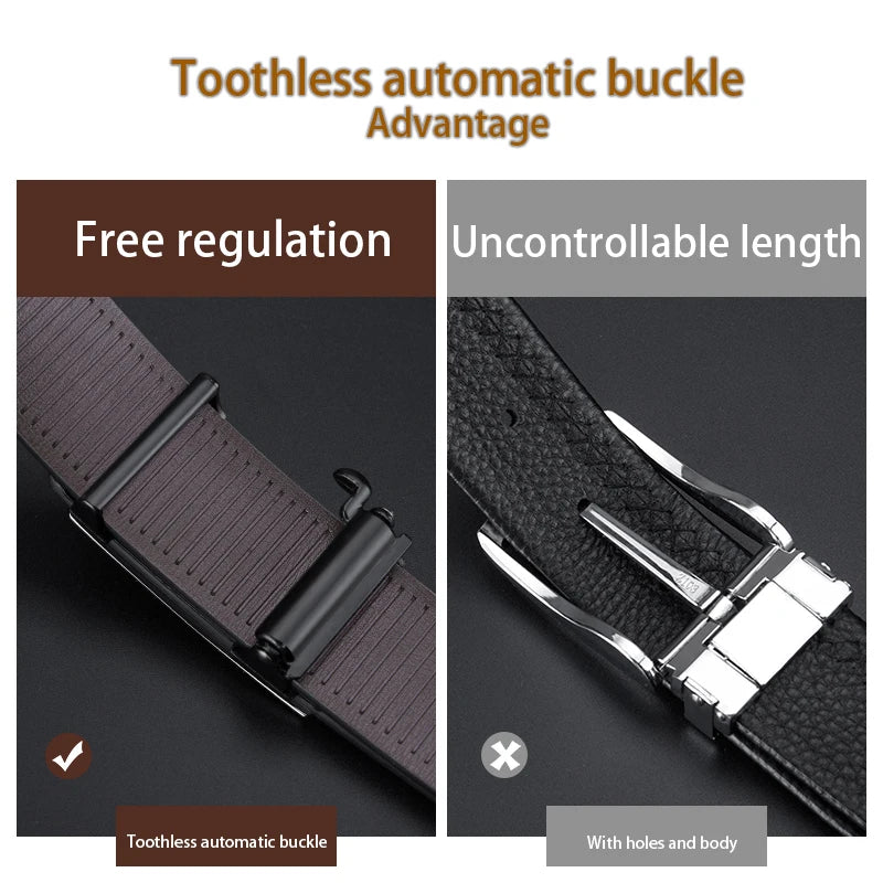 OYIFAN Genuine Leather Belt -Automatic Buckle