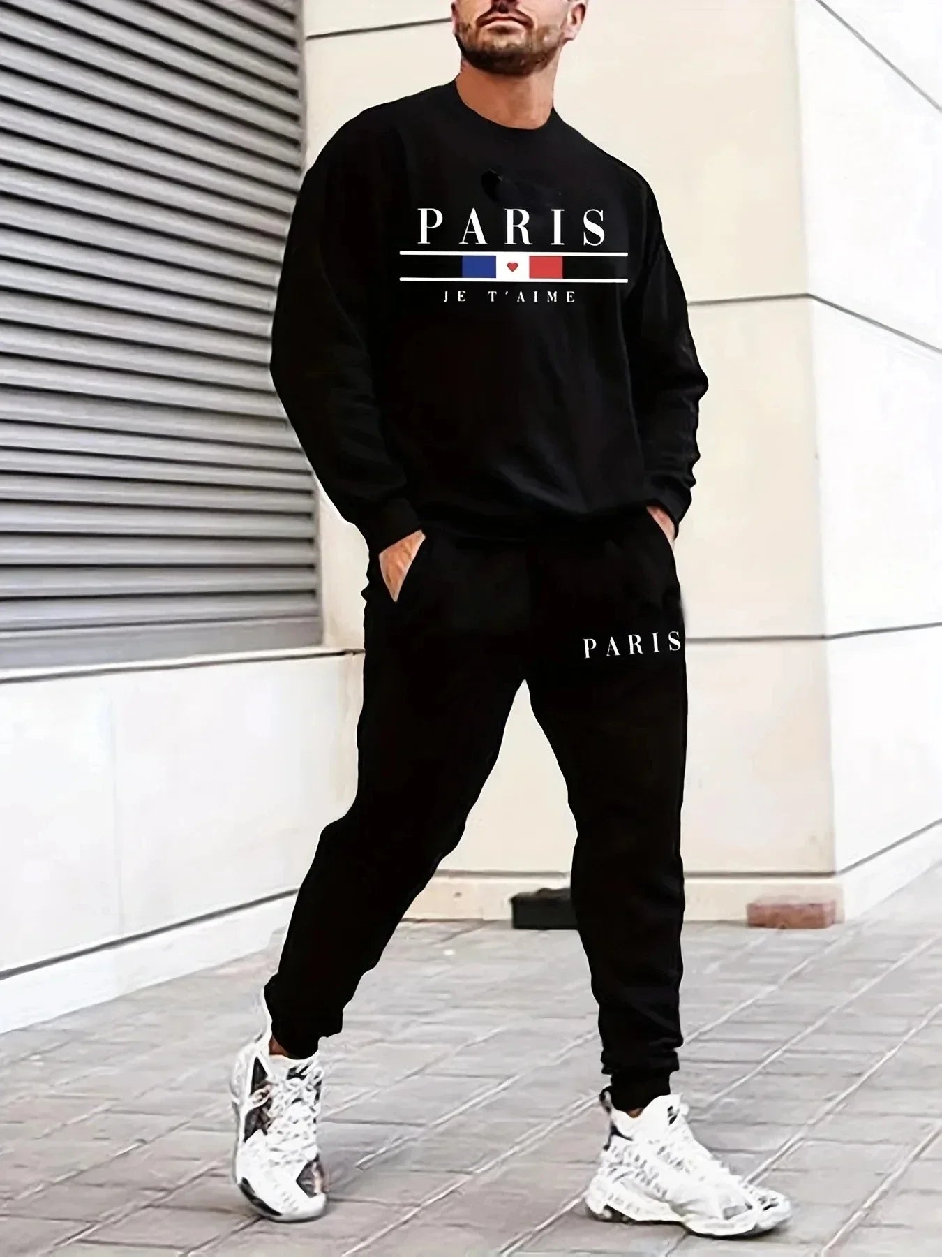 Men's Fashion Brand Clothing Sportswear Paris Black