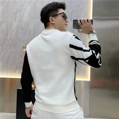 Versatile  Men's O-Neck Printing Contrast Color