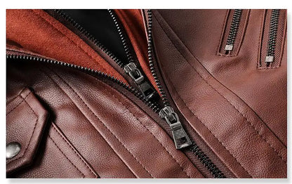 New Fashion Men's Leather Motorcycle Jacket Brown