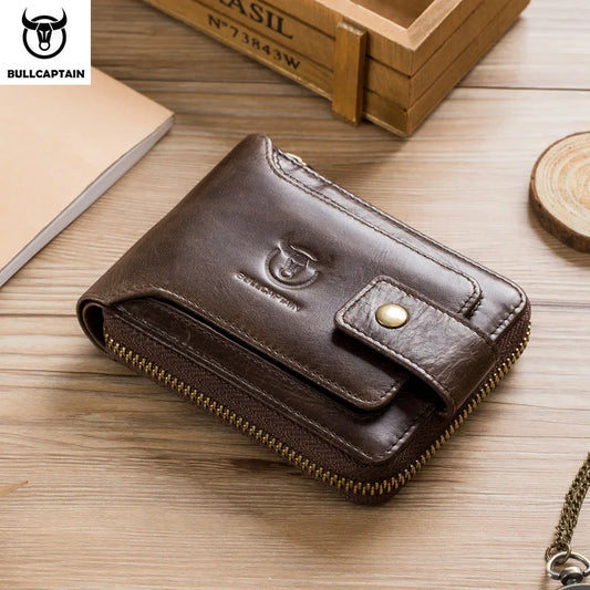 BULLCAPTAIN Brand Men's Wallet Genuine Leather coffee