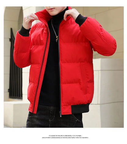 Thick Jacket Men's Short Cold-proof Red