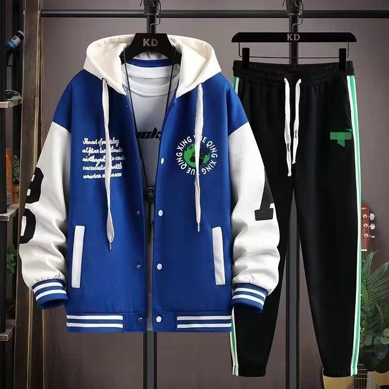 Hooded Jacket Pants Set Men INS Hip Hop