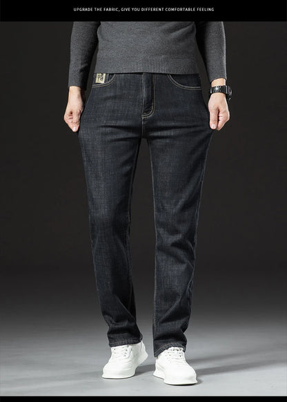 Winter Lamb Fluff Denim Straight Pants Men