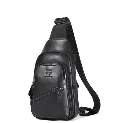 BULLCAPTAIN Men's Leather Chest Bag Black